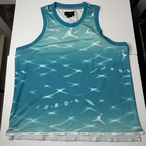 Jordan Shirt Mens XL Blue Green Mesh Basketball Tank Top Jumpman NBA Polyester